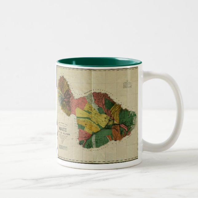 Maui, 1885, Vintage Hawaii-Karte Zweifarbige Tasse (Rechts)