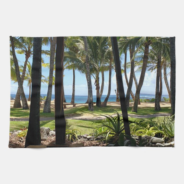Maui Beach Hawaii Palm Trees Geschirrtuch (Horizontal)