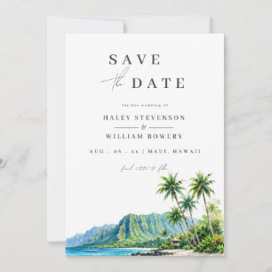Maui Hawaii Aquarell Reiseziel Tropische Insel Save The Date