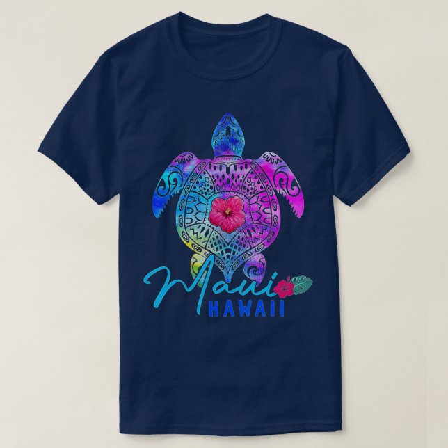 Maui Hawaii Hawaii Gefärbte Krawatte Sea Turtle Va T-Shirt (Design vorne)
