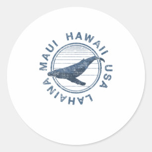 Maui Hawaii Lahaina Vintag Wal Retro Runder Aufkleber