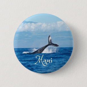 Maui Hawaii Ocean Whale Schwanz Button