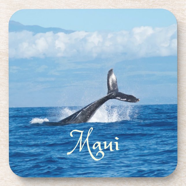 Maui Hawaii Ocean Whale Schwanz Getränkeuntersetzer (Vorderseite)