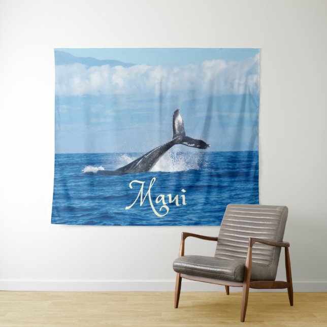 Maui Hawaii Ocean Whale Schwanz Wandteppich (Beispiel (Horizontal))