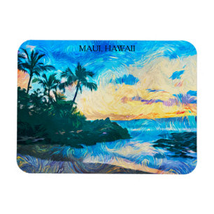 Maui Hawaii Oil Paint Illustration Reise Magnet