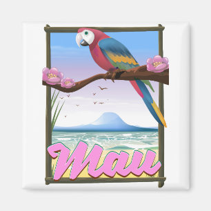 Maui Hawaii-Papagei-tropisches Reiseplakat Magnet