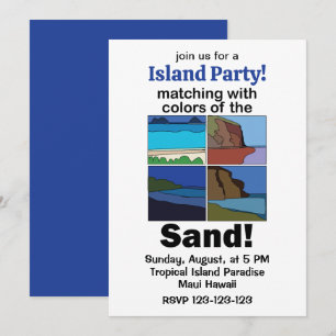 Maui Hawaii Party mit passenden Sandfarben der Ins Einladung