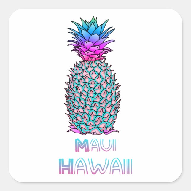 Maui Hawaii Pineaple Quadratischer Aufkleber (Vorderseite)