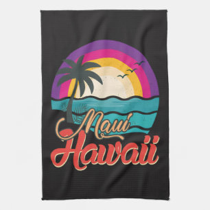Maui Hawaii Sonnenuntergang Strand Wellen Geschirrtuch