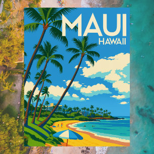 Maui Hawaii Strand Vintage Reise Postkarte