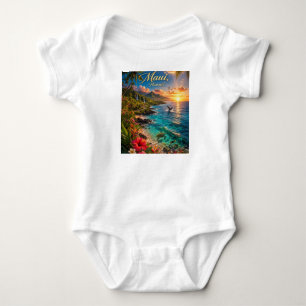 Maui Hawaii Tropische Küstenlinie Reiseposter Baby Strampler