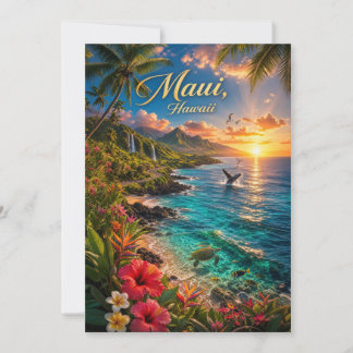 Maui Hawaii Tropische Küstenlinie Reiseposter Einladung