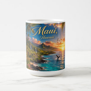 Maui Hawaii Tropische Küstenlinie Reiseposter Kaffeetasse