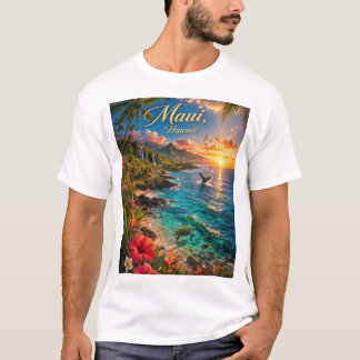 Maui Hawaii Tropische Küstenlinie Reiseposter T-Shirt