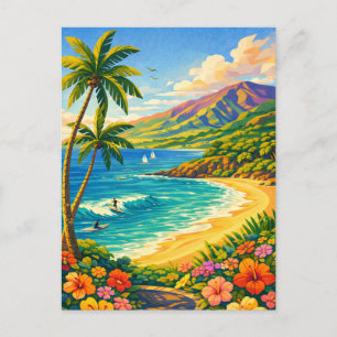 Maui Hawaii Tropische Küstenlinie Retro-Reise Postkarte