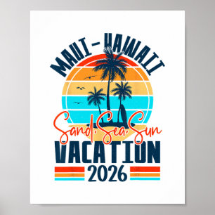 Maui Hawaii Urlaub 2026 Souvenir passende Familie Poster
