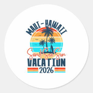 Maui Hawaii Urlaub 2026 Souvenir passende Familie Runder Aufkleber