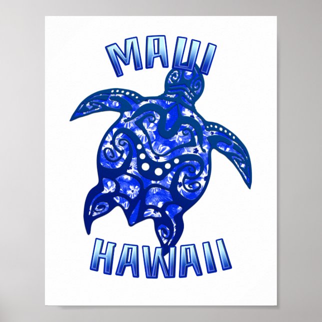 Maui Hawaii Vacation Tribal Turtle Poster (Vorne)