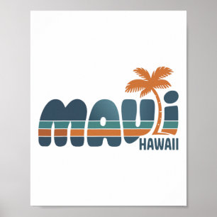Maui Hawaii Vintage-Surfstrand Surfen 70er Retro Poster