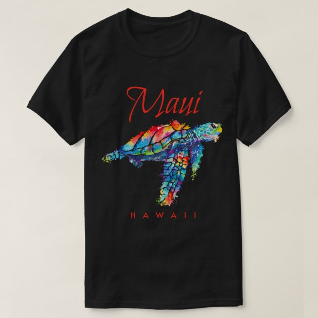 Maui Hawaii Watercolor Sea Turtle T-Shirt (Design vorne)