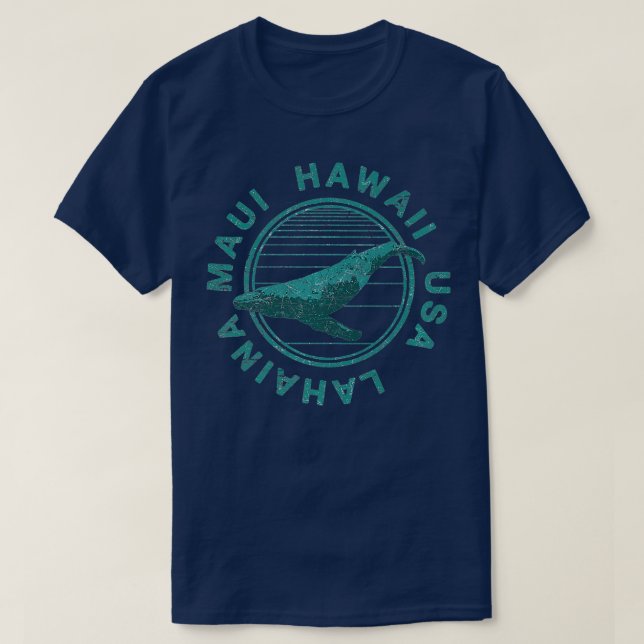MAUI Hawaii Whale Lahaina Hawaiian Retro T-Shirt (Design vorne)