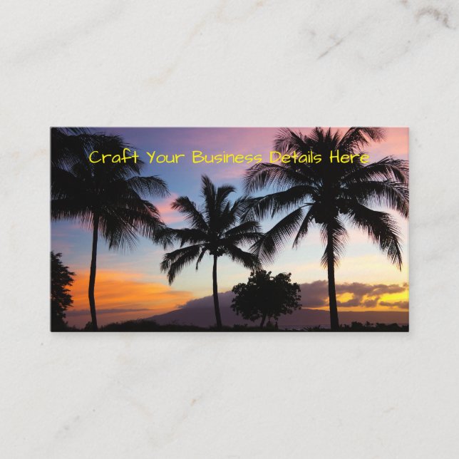 Maui Hawaiian Sunset Palm Tree Visitenkarte (Vorderseite)