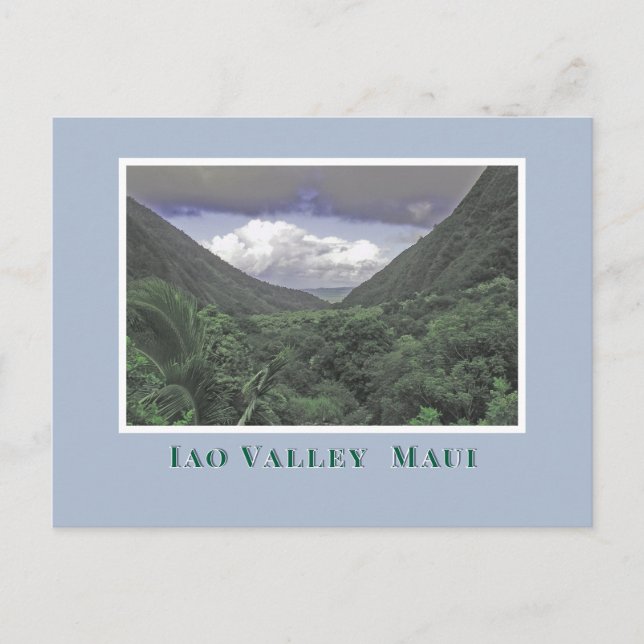 Maui, Iao Valley/ dramatischer Himmel, grünes Tal Postkarte (Vorderseite)