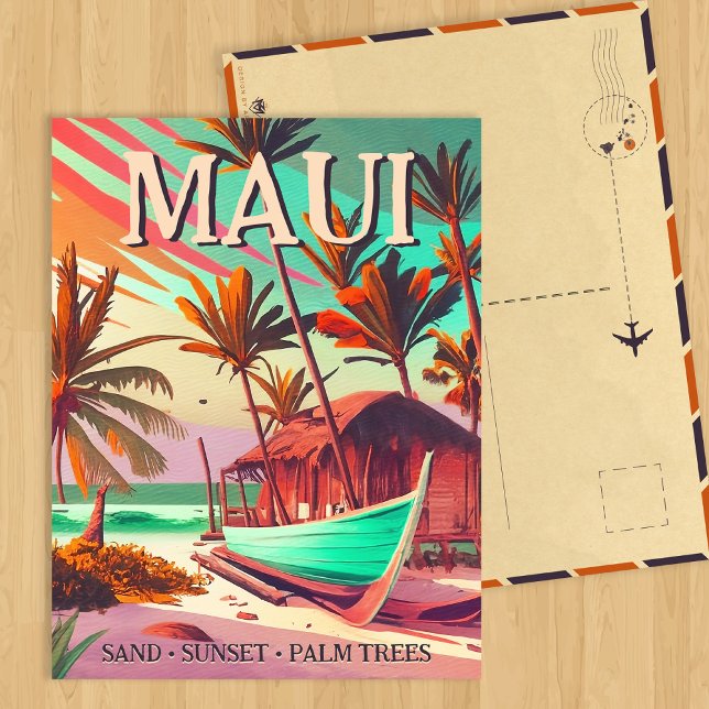 Maui Insel Hawaii tropische Sonnenuntergang Palme  Postkarte (Von Creator hochgeladen)
