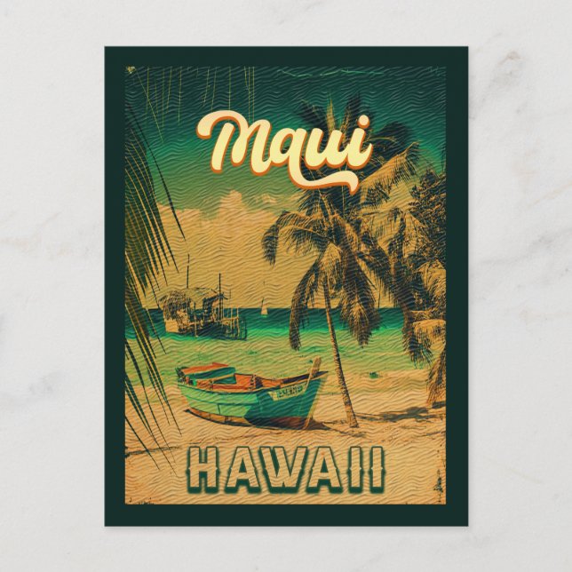 Maui Island Hawaii Retro Palmen 60er Souvenirs Postkarte (Vorderseite)