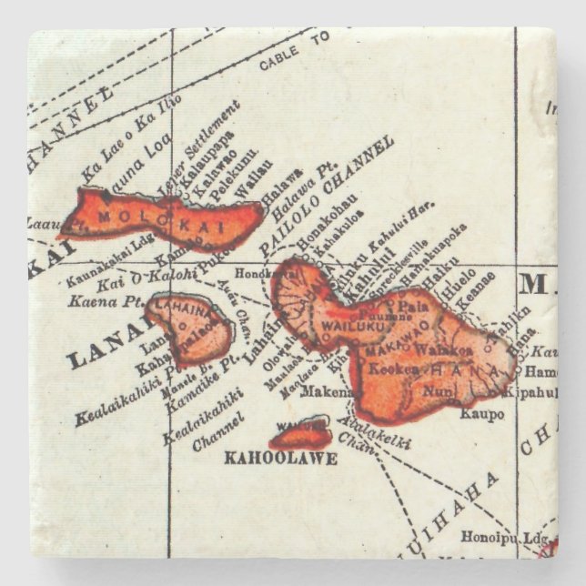Maui, Lanai, hawaiische Insel-Stein Molokais Steinuntersetzer (Vorderseite)