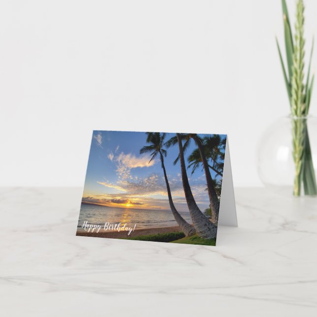 Maui Palm Trees und Sunset Karte (Vorderseite)