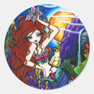 Maui Princess Mermaid Fairy Cockatoo Runder Aufkleber