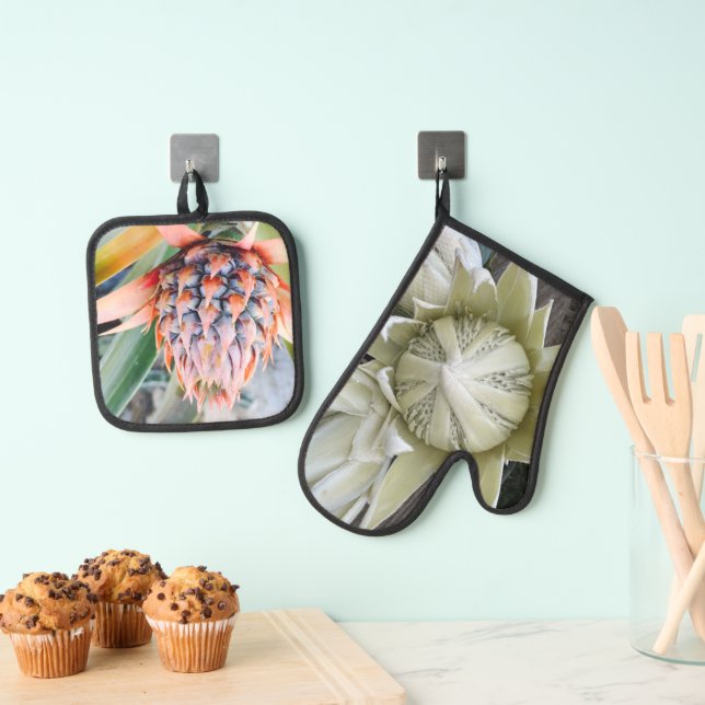 Maui Protea & Pineapple Hot Pads Ofenhandschuh & Topflappen-Set (Insitu (Hängend))