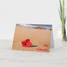 Maui Red Hibiskus am Strand Weihnachten Karte