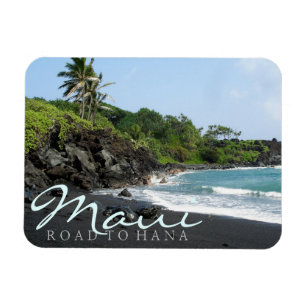 Maui Road to Hana schwarzer Sandstrand Text Magnet