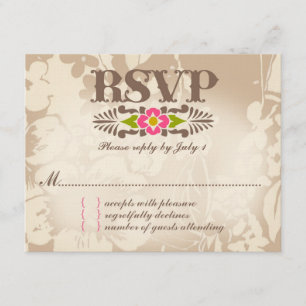 MAUI RSVP Tropisches Blumenmuster Linnenpapier Karte