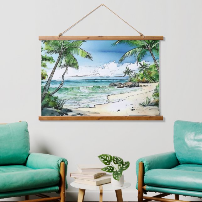 Maui Secret Beach Wandteppich Mit Holzrahmen (Wohnzimmer)