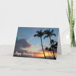 Maui-Sonnenuntergang und Palmen-Jubiläum Karte