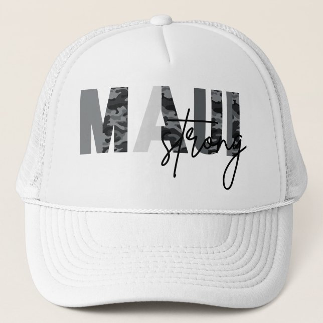 Maui Strong Gray Army Pattern Trucker Hat Truckerkappe (Vorderseite)
