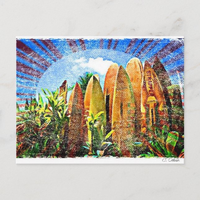 Maui Surfboard-Zaun Postkarte (Vorderseite)