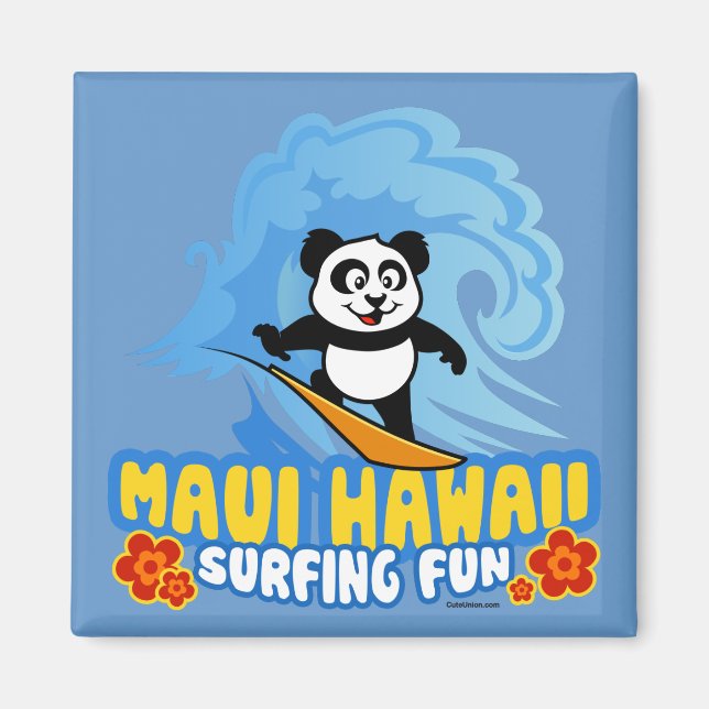 Maui Surfing Panda Magnet (Vorne)
