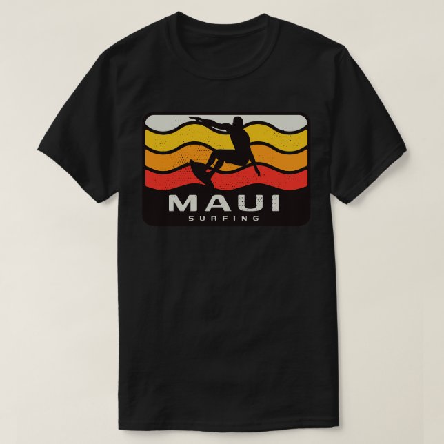 Maui Surfing Retro Vintag Waves Surfer T-Shirt (Design vorne)