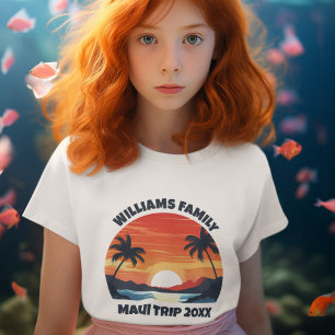 Maui Vacation Sunrise Palm Trees Custom Girl T-Shirt