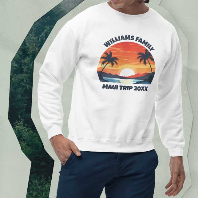 Maui Vacation Sunrise Palm Trees Custom Sweatshirt (Von Creator hochgeladen)