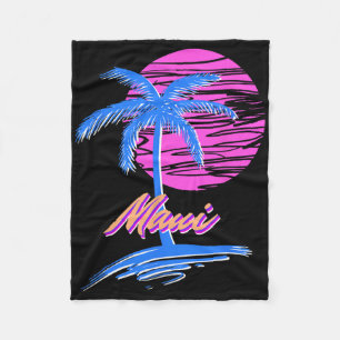 Maui Vaporwave Synth Outrun Sunset 80er Beach Retr Fleecedecke