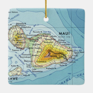 Maui Vintag Map Keramikornament