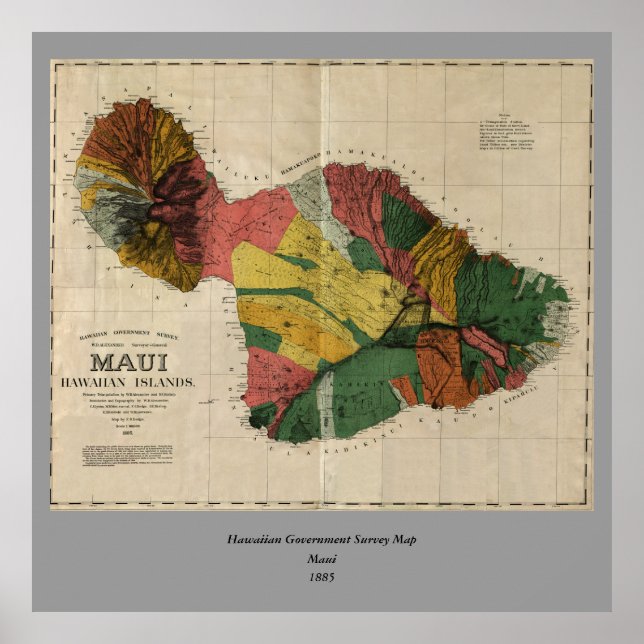 Maui - Vintage antiquarische Hawaii Survey Map, 18 Poster (Vorne)