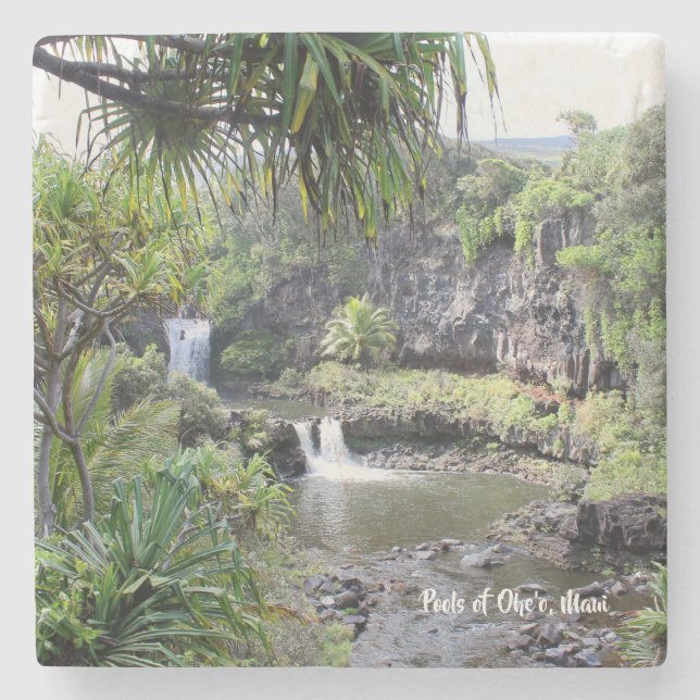 Maui-Wasserfall-Untersetzer Steinuntersetzer (Vorderseite)