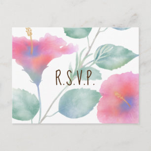 Maui Wedding RSVP Card Watercolor Hibisken Einladungspostkarte