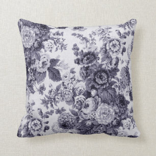 Maulbeere blaues lila botanisches BlumenToile No.5 Kissen